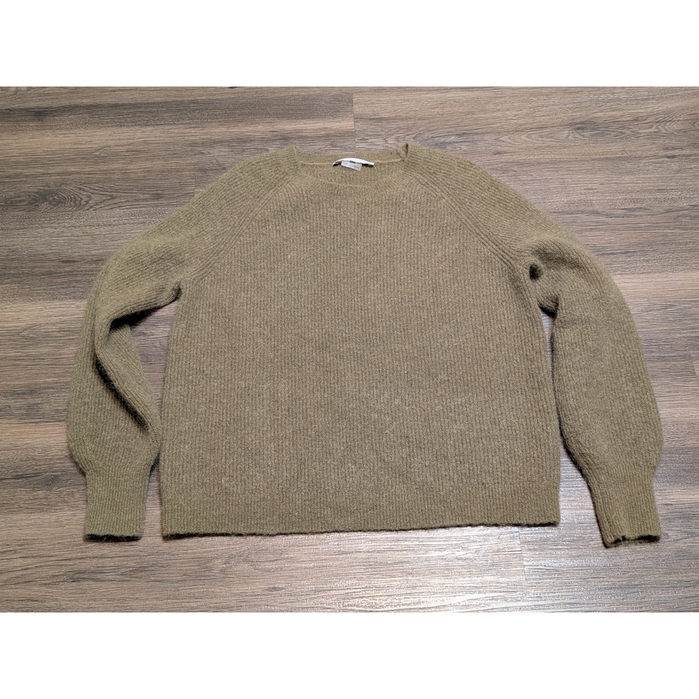 Gerard Darel Paris Mohair Wool Blend Ribbed Sweater Olive Green Size 2 DAU85A242
